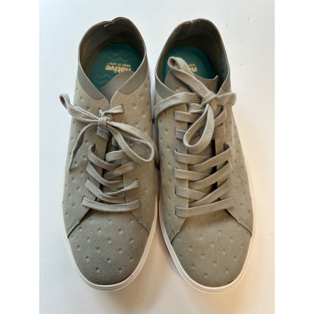 Native Men's Size US 10.5 EU 43.5 Gray‎ & White Monaco Sneaker Shoe